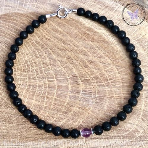 Mens Lava Stone Birthstone Bracelet